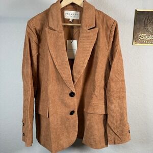 Promesa Corduroy Blazer Tan Button Front Women's Size Small‎